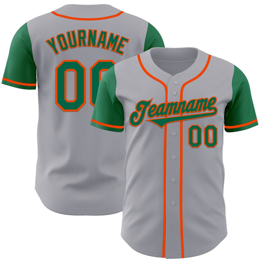 Custom Gray Kelly Green-Orange Authentic Two Tone Baseball Jersey - Sky-Custom