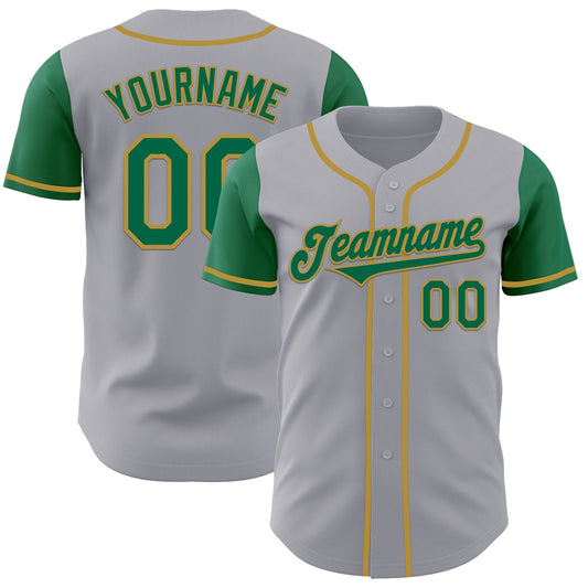 Custom Gray Kelly Green-Old Gold Authentic Two Tone Baseball Jersey - Sky-Custom