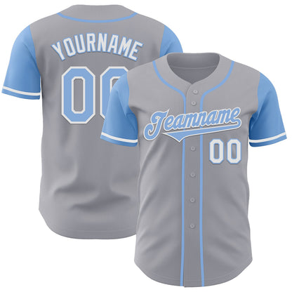 Custom Gray Light Blue-White Authentic Two Tone Baseball Jersey - Sky-Custom
