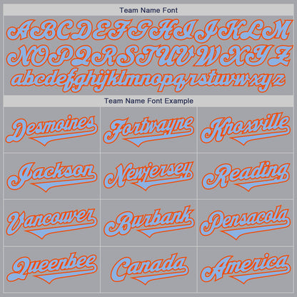 Custom Gray Light Blue-Orange Authentic Two Tone Baseball Jersey - Sky-Custom