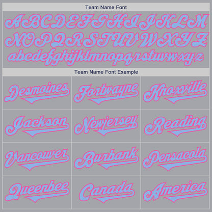Custom Gray Light Blue-Pink Authentic Two Tone Baseball Jersey - Sky-Custom