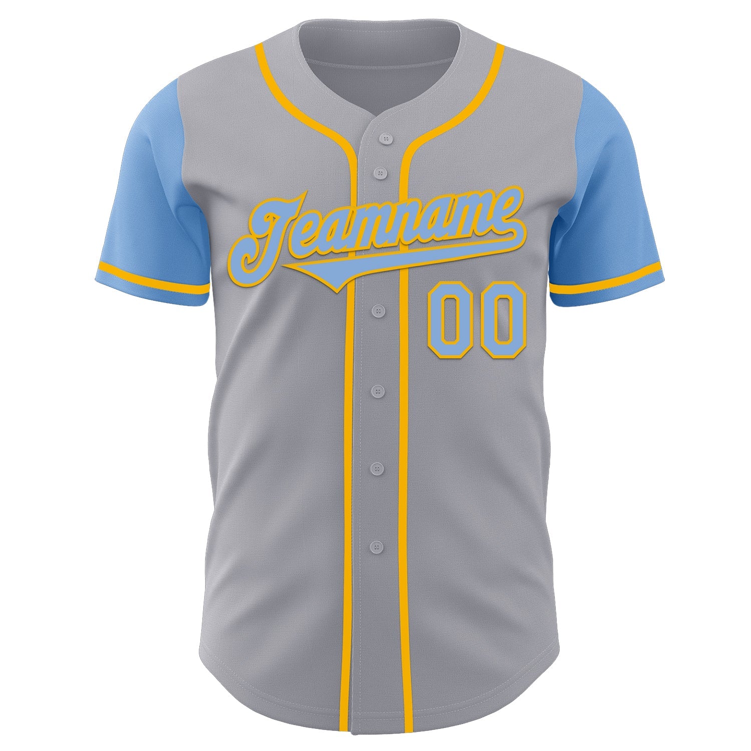 Custom Gray Light Blue-Gold Authentic Two Tone Baseball Jersey - Sky-Custom