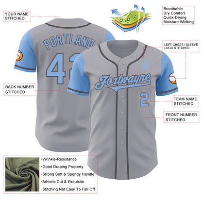 Custom Gray Light Blue-Steel Gray Authentic Two Tone Baseball Jersey - Sky-Custom