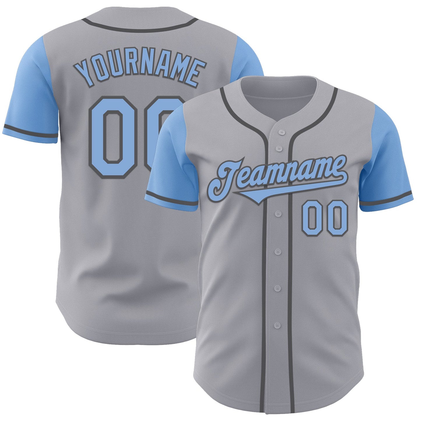 Custom Gray Light Blue-Steel Gray Authentic Two Tone Baseball Jersey - Sky-Custom