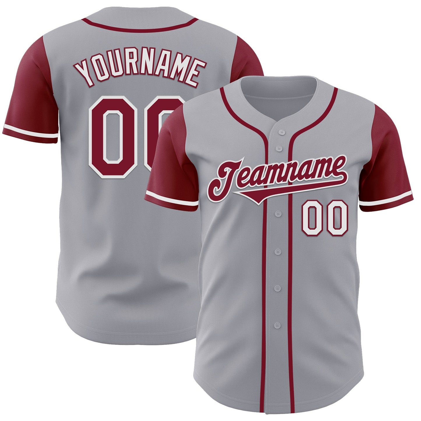 Custom Gray Crimson-White Authentic Two Tone Baseball Jersey - Sky-Custom