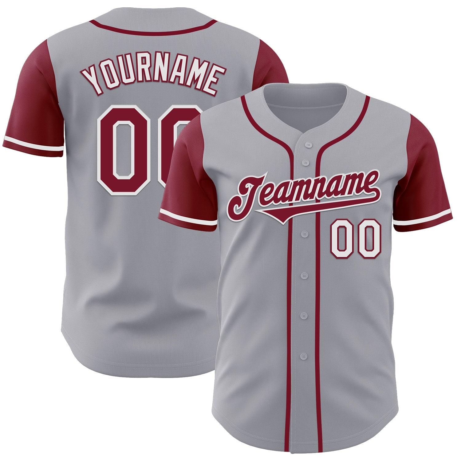Custom Gray Crimson-White Authentic Two Tone Baseball Jersey - Sky-Custom