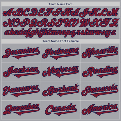Custom Gray Crimson-Navy Authentic Two Tone Baseball Jersey - Sky-Custom