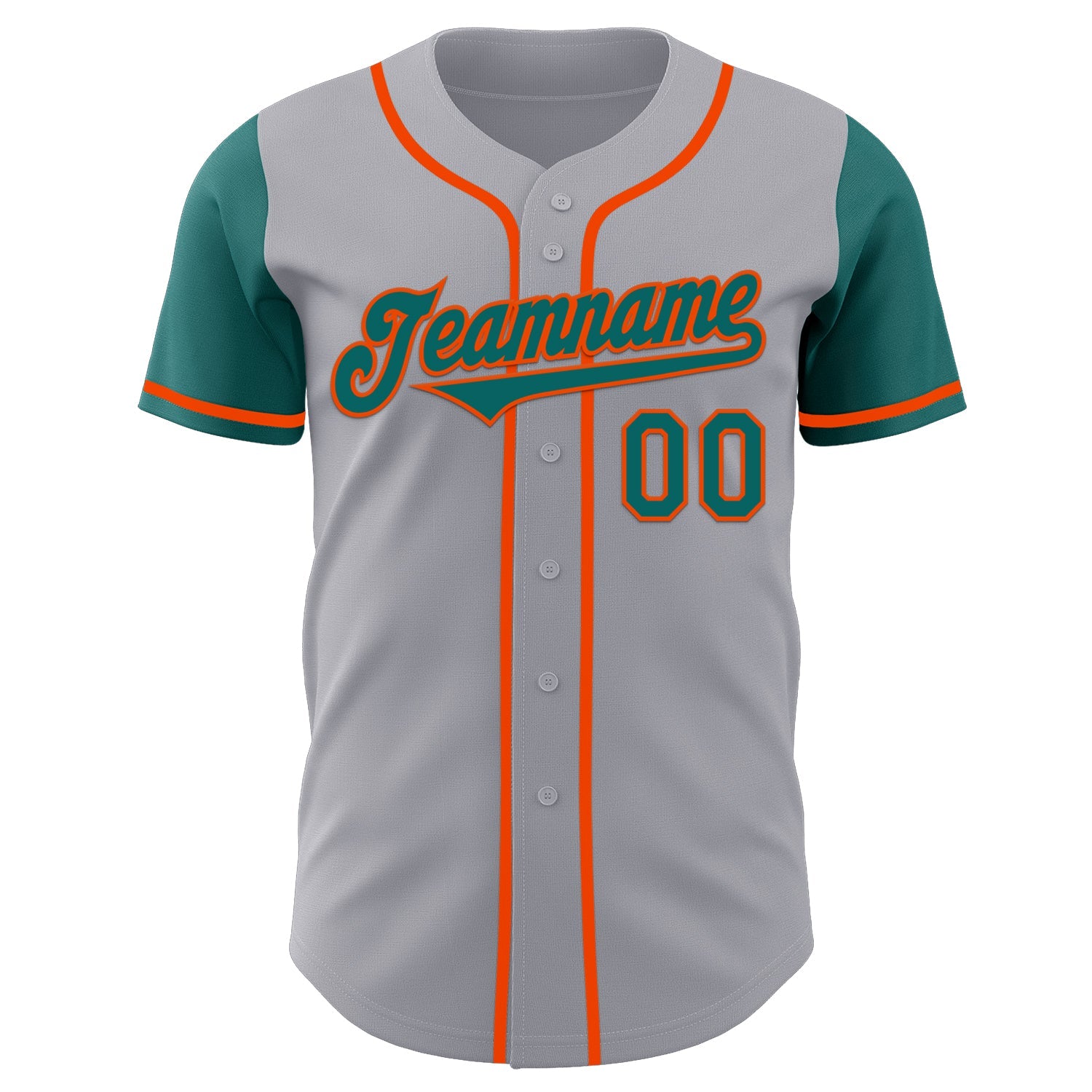 Custom Gray Teal-Orange Authentic Two Tone Baseball Jersey - Sky-Custom