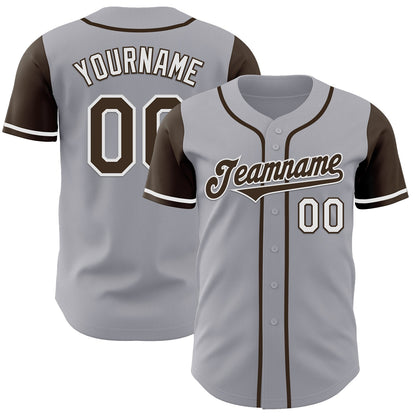 Custom Gray Brown-White Authentic Two Tone Baseball Jersey - Sky-Custom