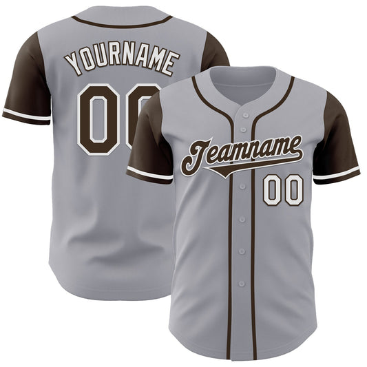 Custom Gray Brown-White Authentic Two Tone Baseball Jersey - Sky-Custom