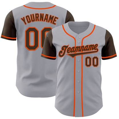 Custom Gray Brown-Orange Authentic Two Tone Baseball Jersey - Sky-Custom