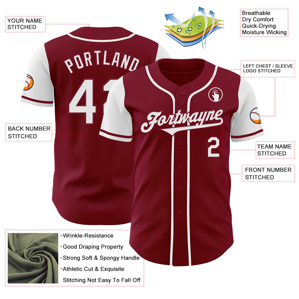 Custom Crimson White Authentic Two Tone Baseball Jersey - Sky-Custom