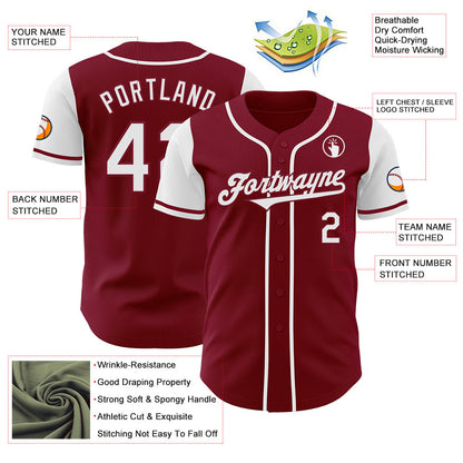 Custom Crimson White Authentic Two Tone Baseball Jersey - Sky-Custom