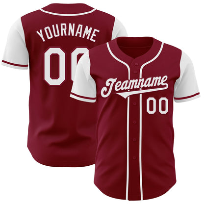 Custom Crimson White Authentic Two Tone Baseball Jersey - Sky-Custom