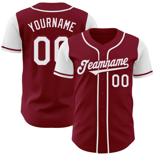 Custom Crimson White Authentic Two Tone Baseball Jersey - Sky-Custom