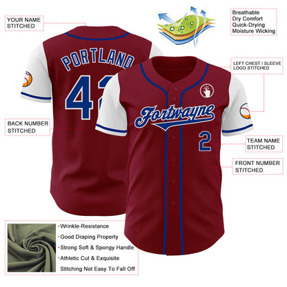 Custom Crimson Royal-White Authentic Two Tone Baseball Jersey - Sky-Custom
