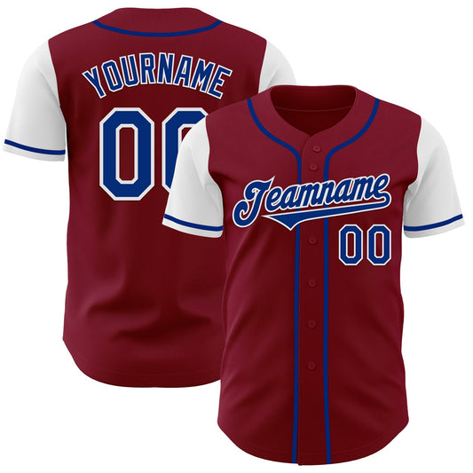 Custom Crimson Royal-White Authentic Two Tone Baseball Jersey - Sky-Custom