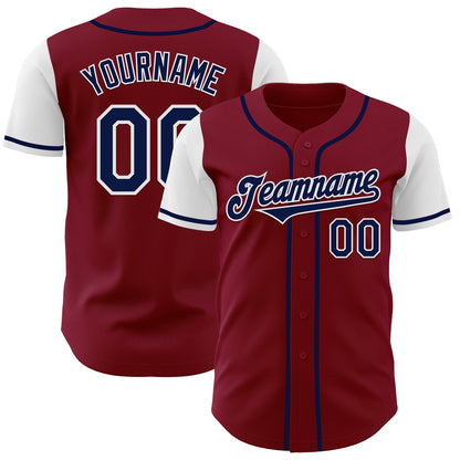 Custom Crimson Navy-White Authentic Two Tone Baseball Jersey - Sky-Custom