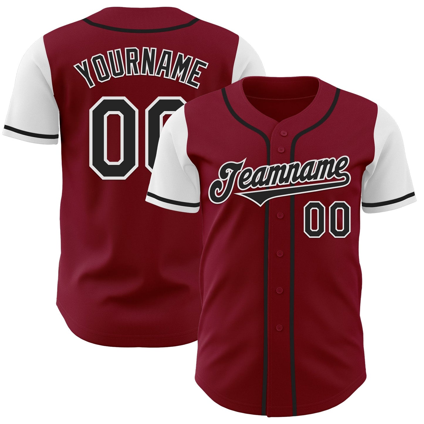 Custom Crimson Black-White Authentic Two Tone Baseball Jersey - Sky-Custom