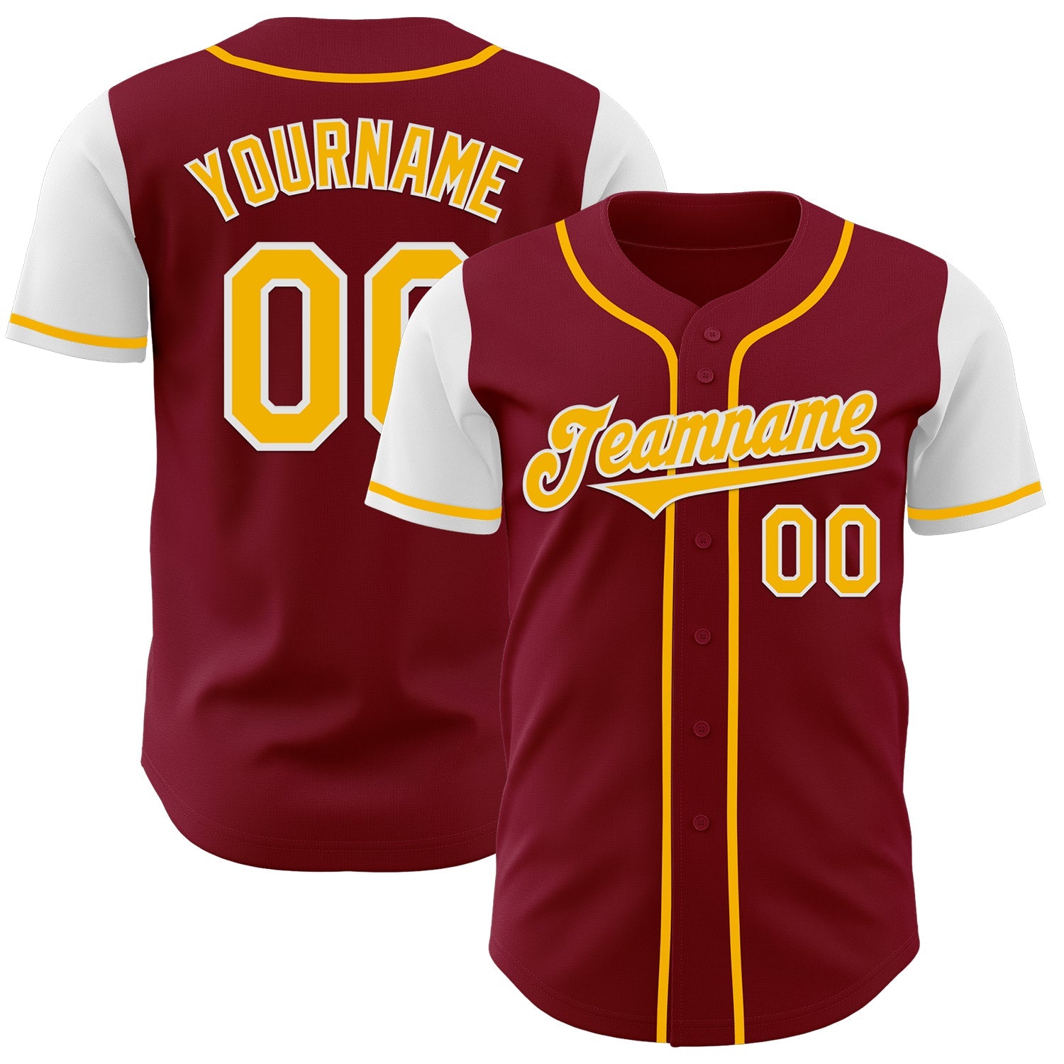 Custom Crimson Gold-White Authentic Two Tone Baseball Jersey - Sky-Custom