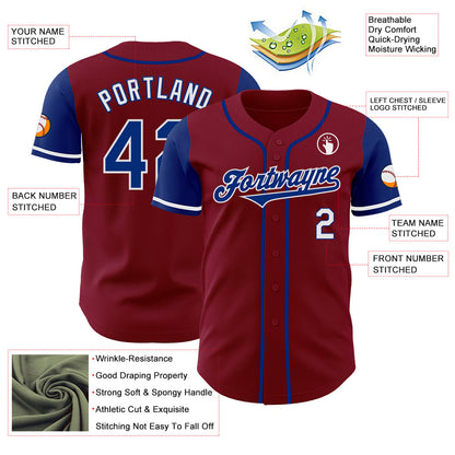 Custom Crimson Royal-White Authentic Two Tone Baseball Jersey - Sky-Custom
