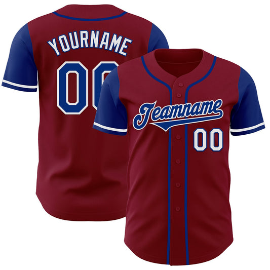 Custom Crimson Royal-White Authentic Two Tone Baseball Jersey - Sky-Custom