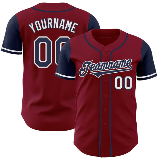 Custom Crimson Navy-White Authentic Two Tone Baseball Jersey - Sky-Custom