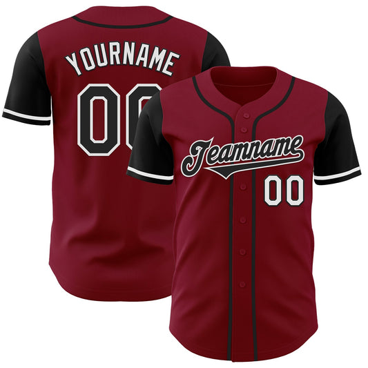 Custom Crimson Black-White Authentic Two Tone Baseball Jersey - Sky-Custom