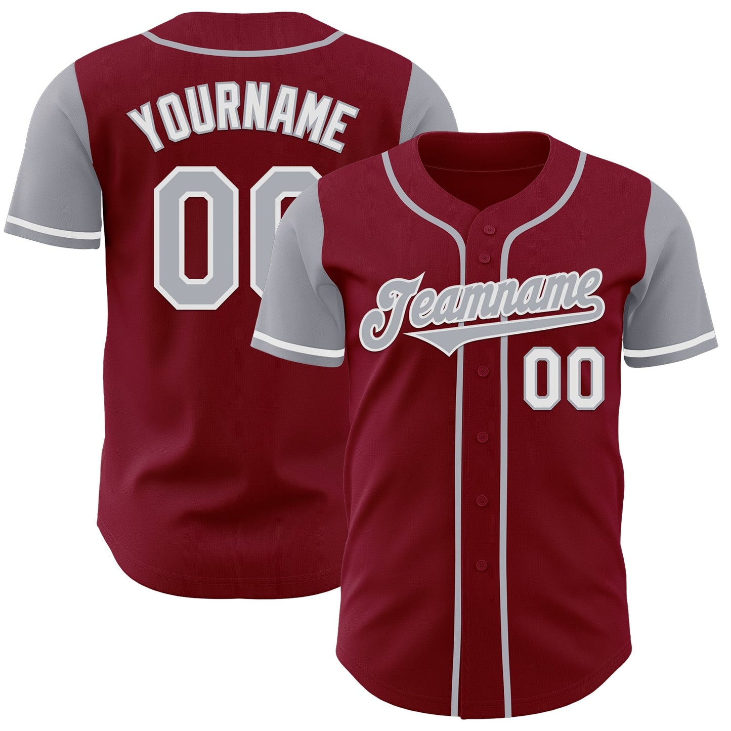 Custom Crimson Gray-White Authentic Two Tone Baseball Jersey - Sky-Custom