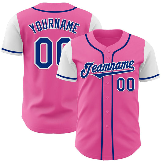 Custom Pink Royal-White Authentic Two Tone Baseball Jersey - Sky-Custom