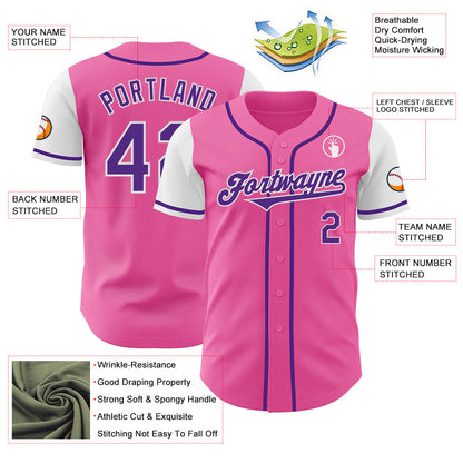 Custom Pink Purple-White Authentic Two Tone Baseball Jersey - Sky-Custom