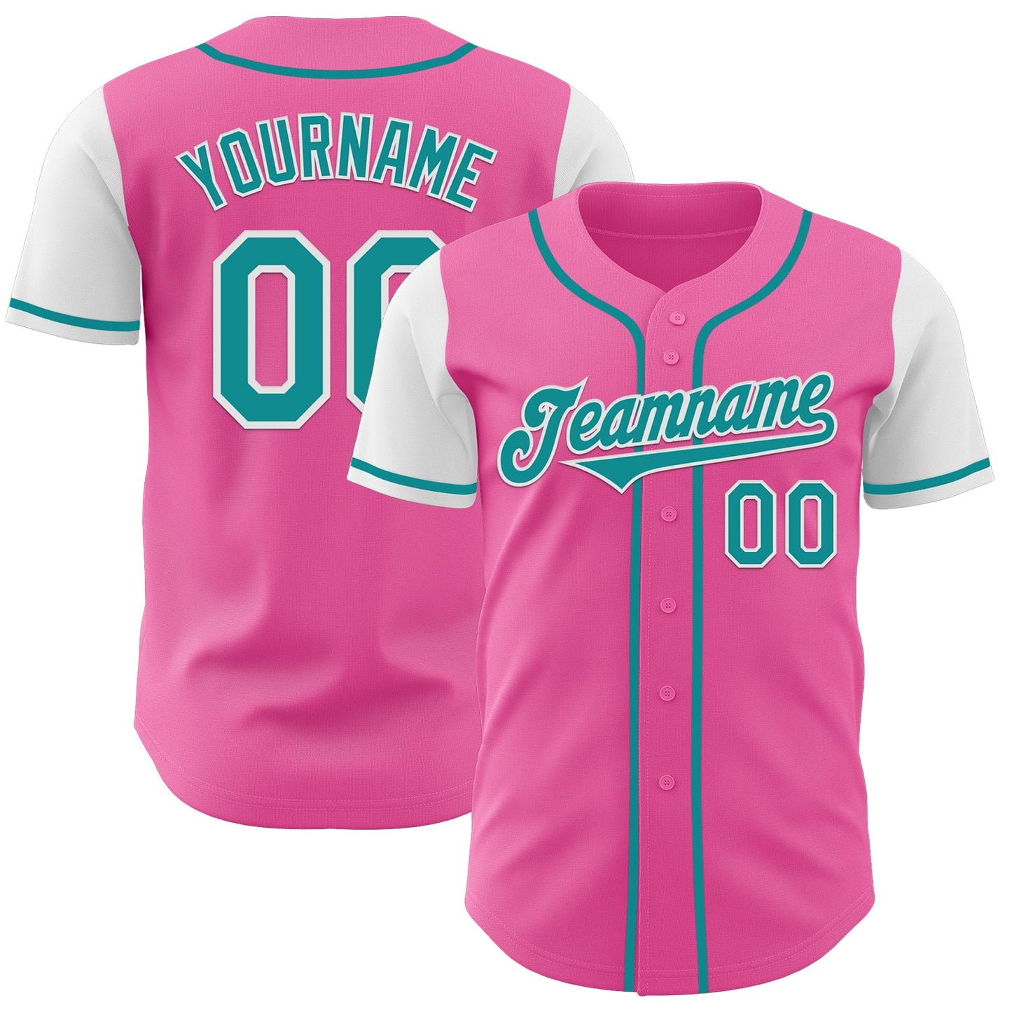 Custom Pink Teal-White Authentic Two Tone Baseball Jersey - Sky-Custom