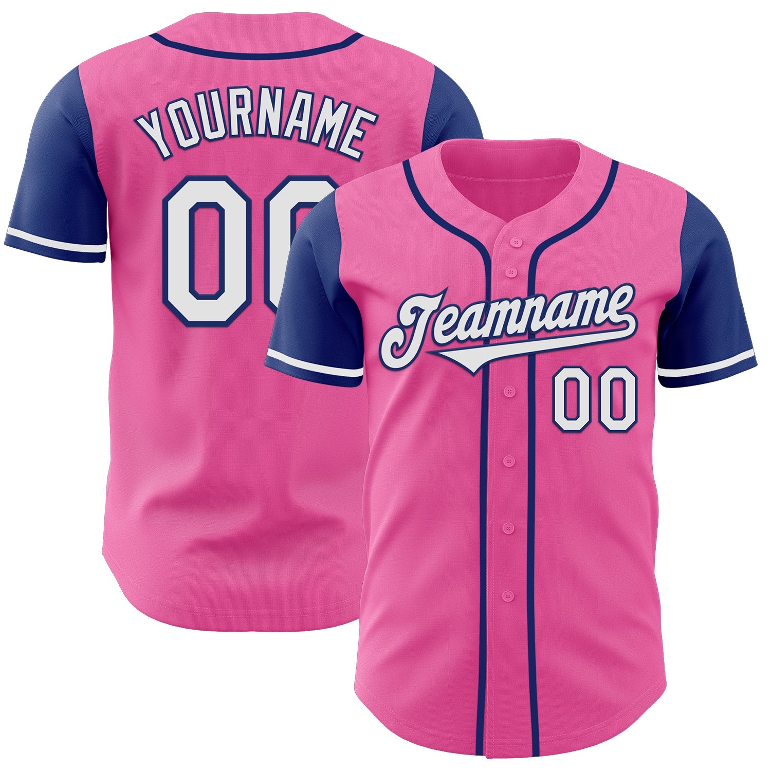 Custom Pink White-Royal Authentic Two Tone Baseball Jersey - Sky-Custom