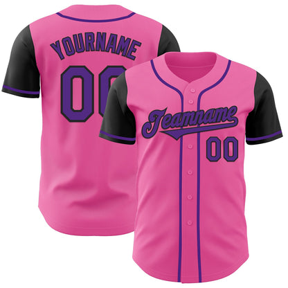 Custom Pink Purple-Black Authentic Two Tone Baseball Jersey - Sky-Custom