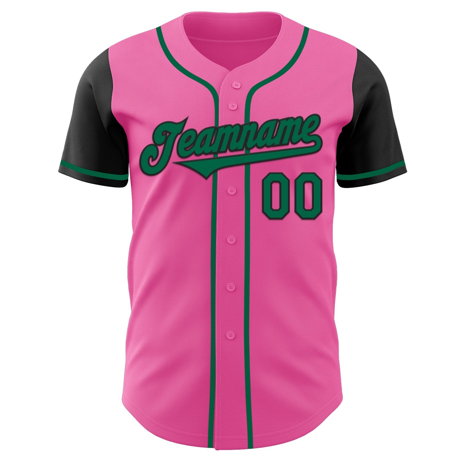 Custom Pink Kelly Green-Black Authentic Two Tone Baseball Jersey - Sky-Custom