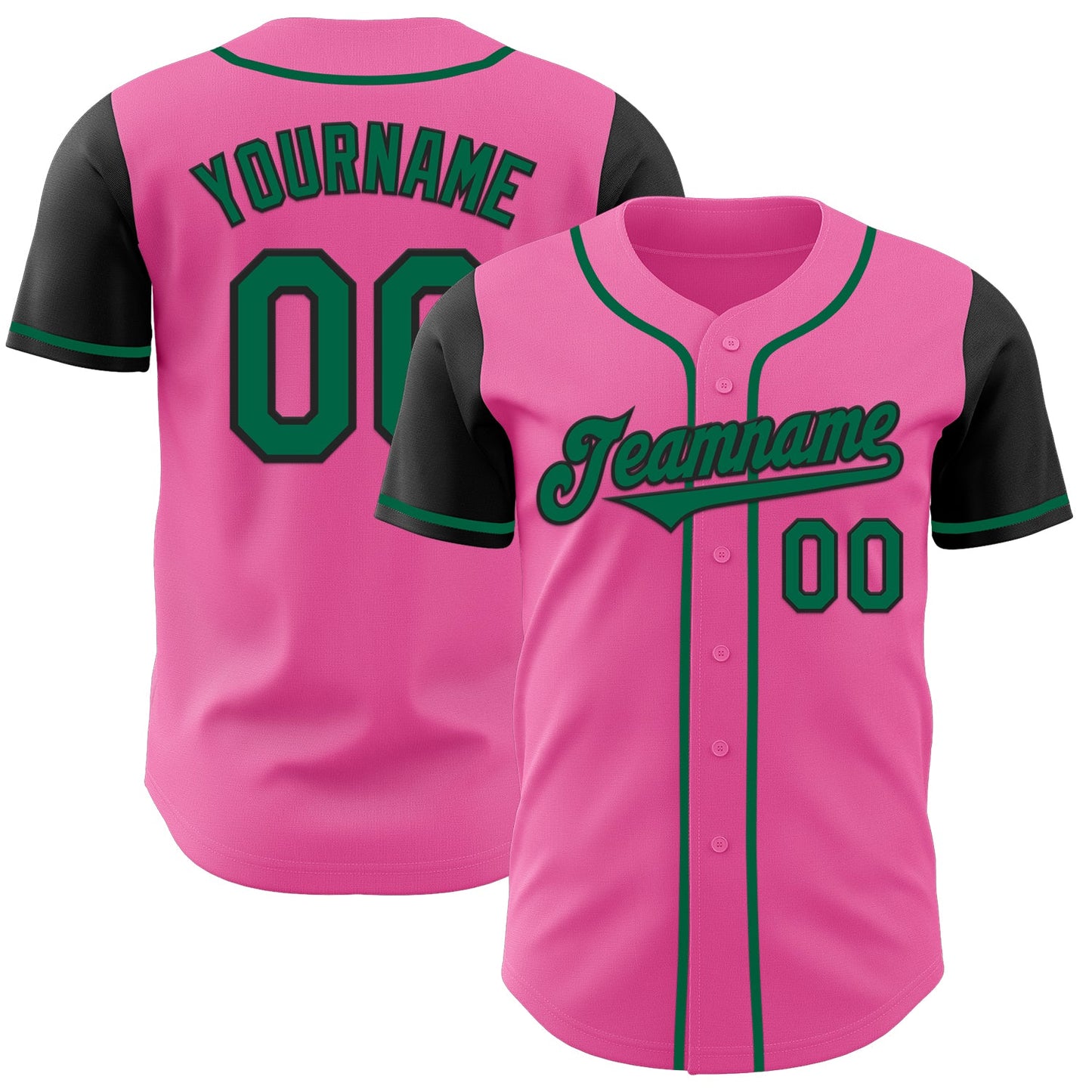 Custom Pink Kelly Green-Black Authentic Two Tone Baseball Jersey - Sky-Custom