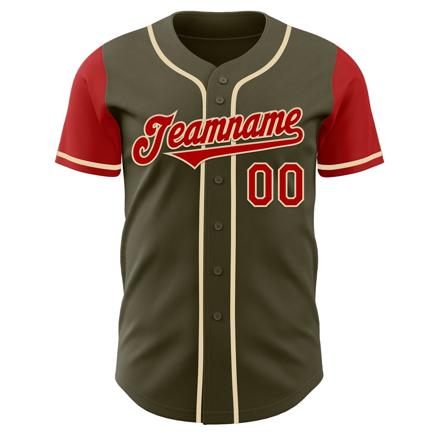 Custom Olive Red-Cream Authentic Two Tone Salute To Service Baseball Jersey - Sky-Custom