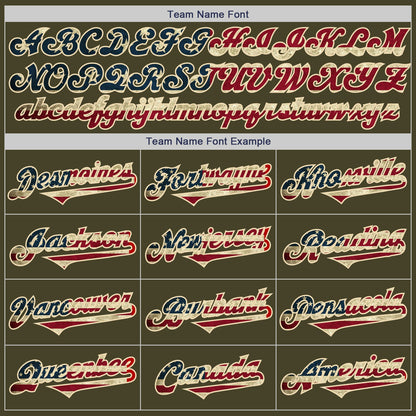 Custom Olive Vintage USA Flag Red-Cream Authentic Two Tone Salute To Service Baseball Jersey - Sky-Custom
