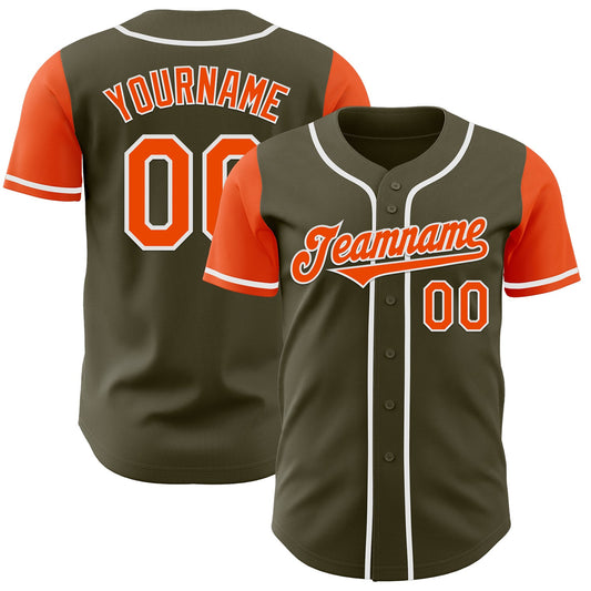 Custom Olive Orange-White Authentic Two Tone Salute To Service Baseball Jersey - Sky-Custom