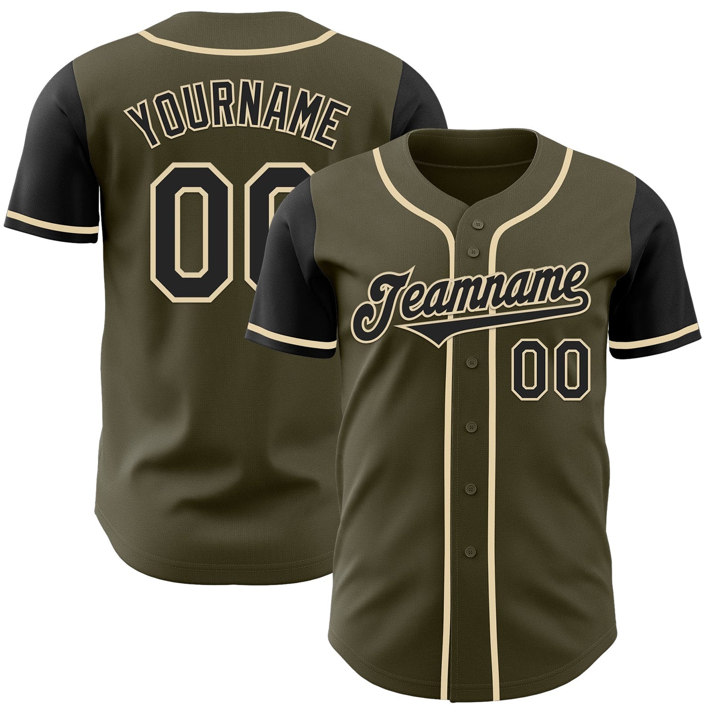 Custom Olive Black-Cream Authentic Two Tone Salute To Service Baseball Jersey - Sky-Custom