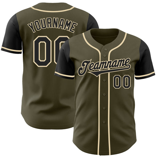 Custom Olive Black-Cream Authentic Two Tone Salute To Service Baseball Jersey - Sky-Custom