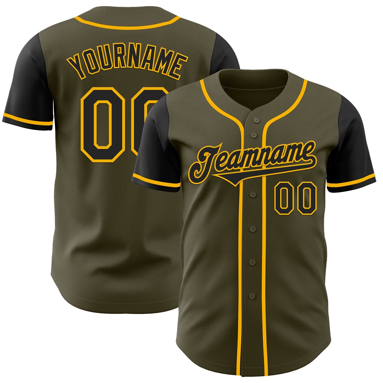 Custom Olive Black-Gold Authentic Two Tone Salute To Service Baseball Jersey - Sky-Custom