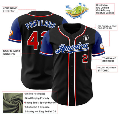 Custom Black Red Royal-White Authentic Two Tone Baseball Jersey - Sky-Custom