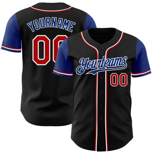 Custom Black Red Royal-White Authentic Two Tone Baseball Jersey - Sky-Custom