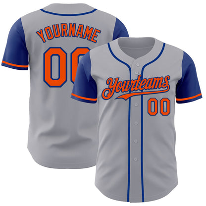 Custom Gray Orange-Royal Authentic Two Tone Baseball Jersey - Sky-Custom