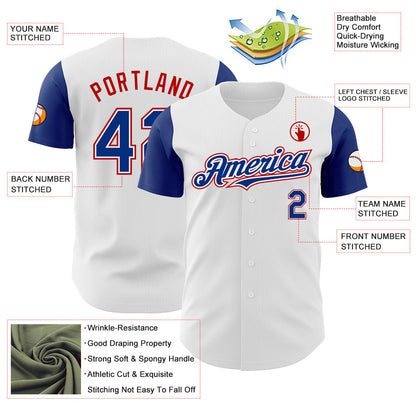 Custom White Royal-Red Authentic Two Tone Baseball Jersey - Sky-Custom