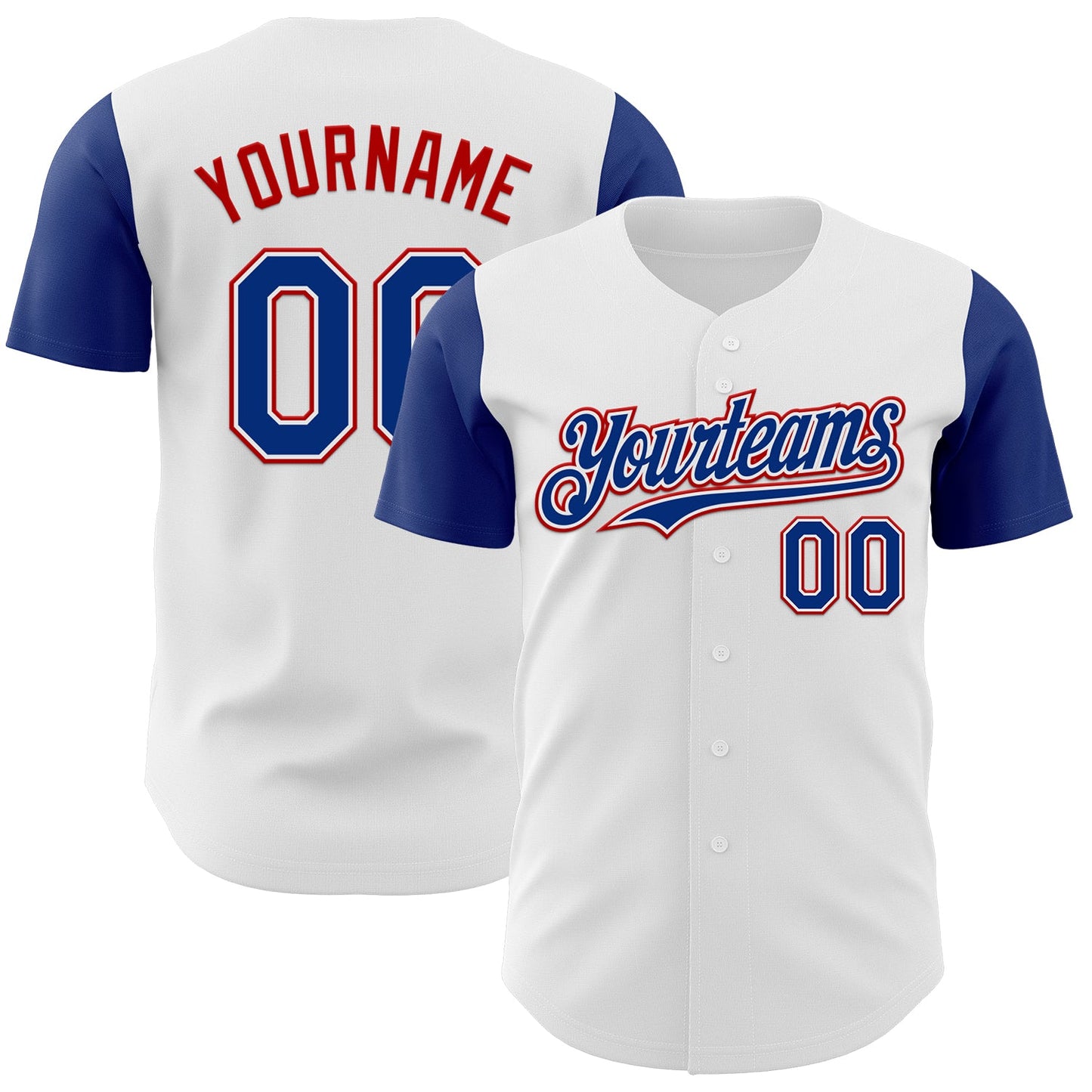 Custom White Royal-Red Authentic Two Tone Baseball Jersey - Sky-Custom