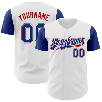 Custom White Royal-Red Authentic Two Tone Baseball Jersey - Sky-Custom