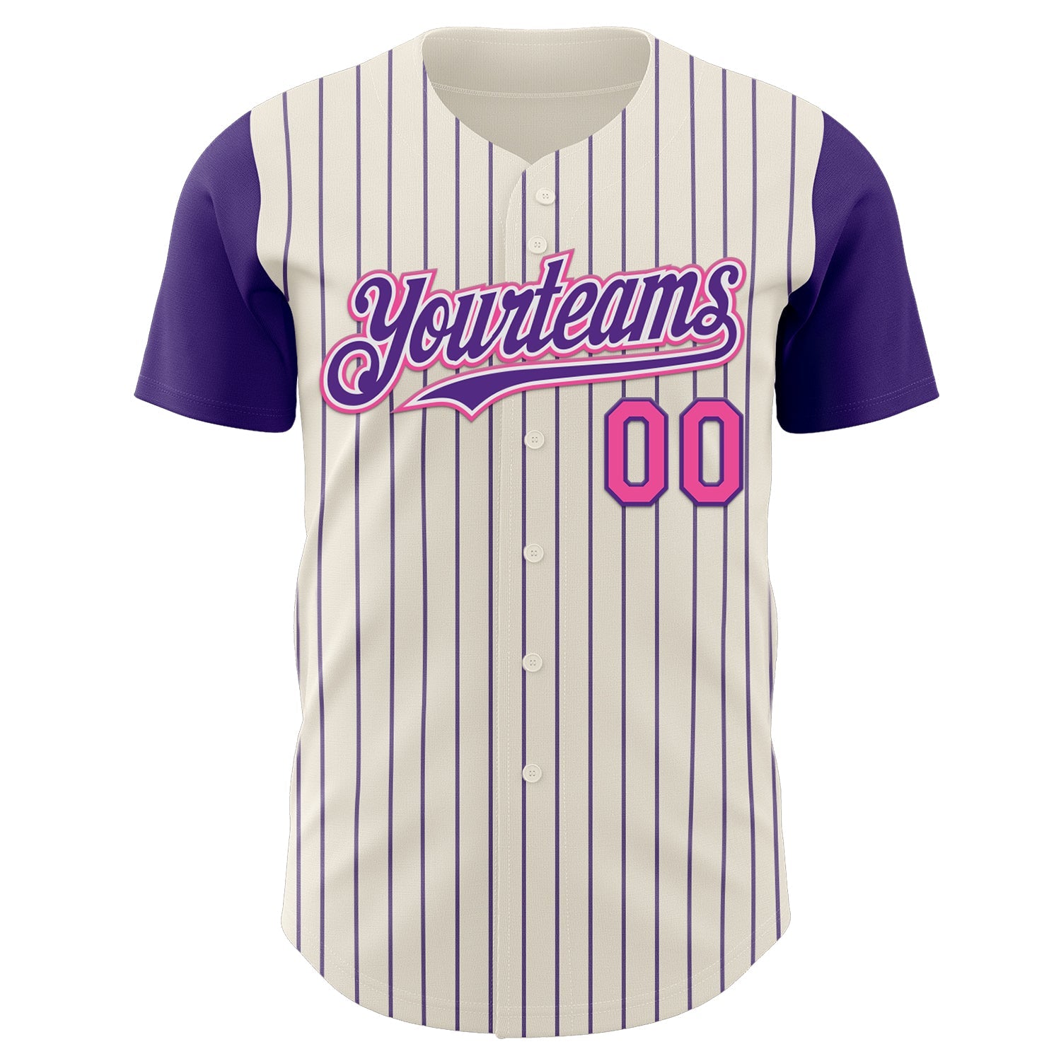 Custom Cream Purple Pinstripe White-Pink Authentic Two Tone Baseball Jersey - Sky-Custom