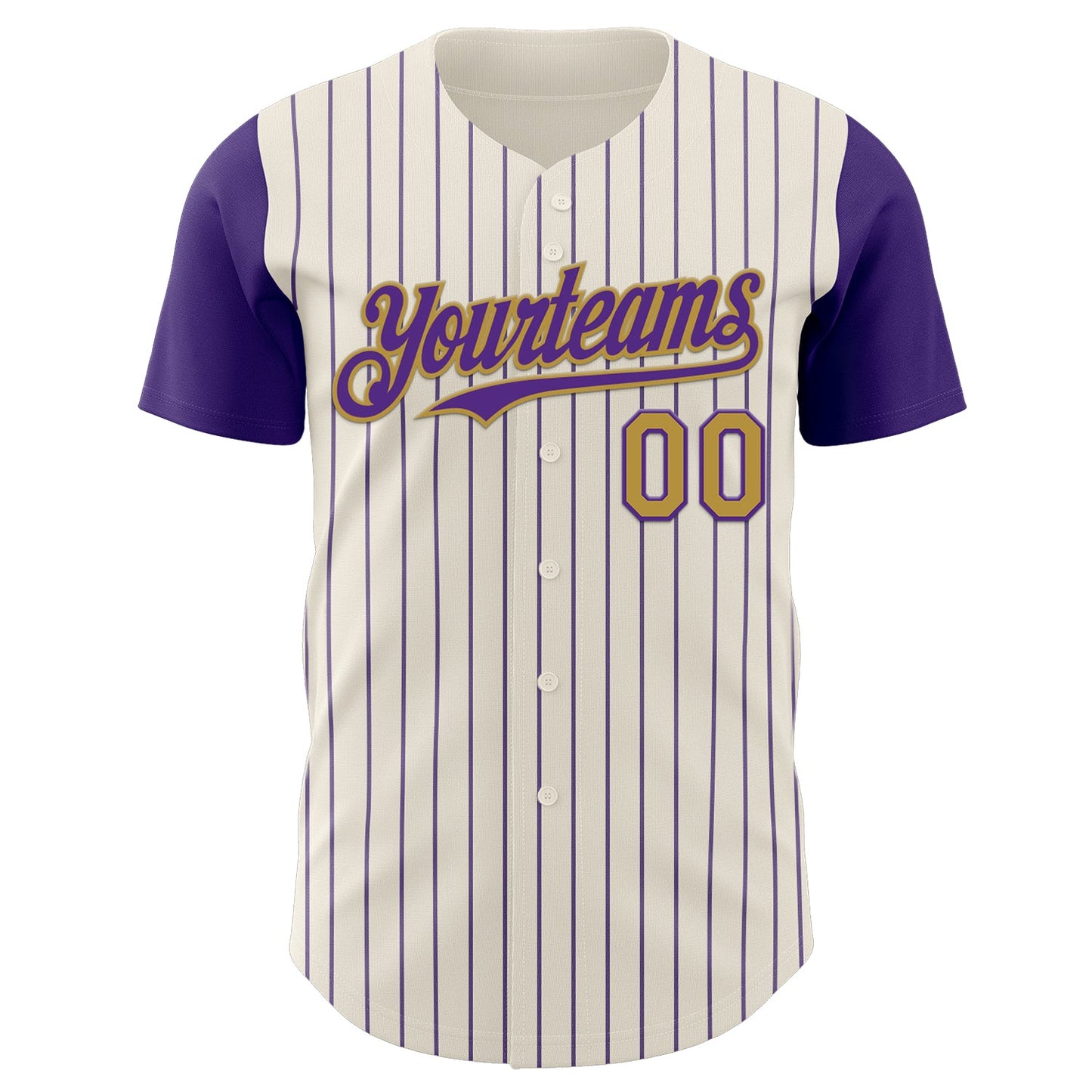 Custom Cream Purple Pinstripe Old Gold Authentic Two Tone Baseball Jersey - Sky-Custom